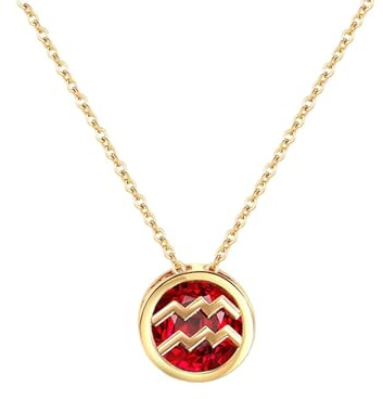 Collana Con Ciondolo Segno Zodiacale Acquario - Oroscopo Ciondolo In Cristallo Lucido Clavicola Catena Girocollo Fascino Costellazione Astrologia Gioielli Per Uomo Donna Coppia,Acquario,45+5Cm