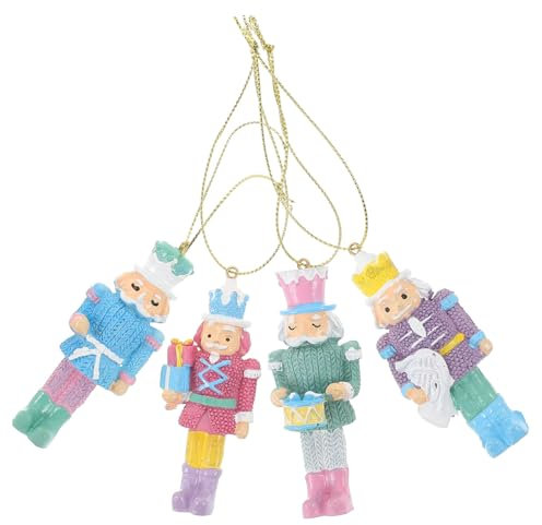 RORPOIR 4pezzi Decorazione Natalizia Con Figure Di Nutcracker Addobbi Da Appenderper Albero Di Natale e Festività Design Tradizionale Per Atmosfera Festiva