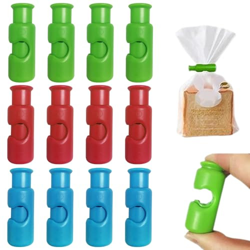Bag Clips, Chip Clips Bag Clips Food Clips, 2024 New Squeeze Clips for Chips and Other Food Bags,Grip Sticks Bag Sealers,Snack Bread Closure Clip,Plastic Sealing Clip for Bread (Colorful, 12PC)