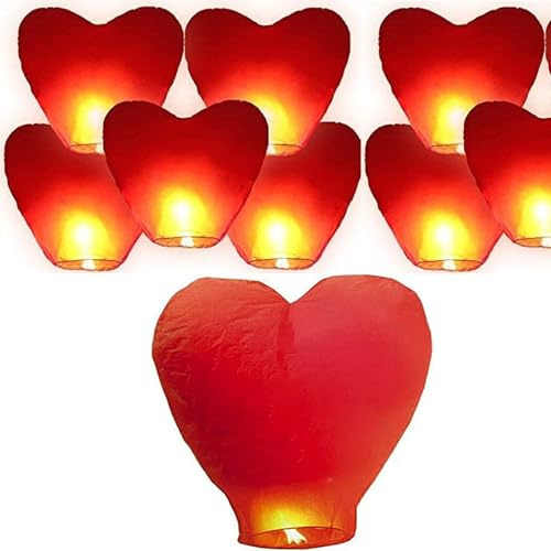 Linternas celestes chinas – Linternas voladoras de papel celestiales que desean para un cumpleaños, bodas, aniversarios, monumentos, fiesta (rojo 20pcs)
