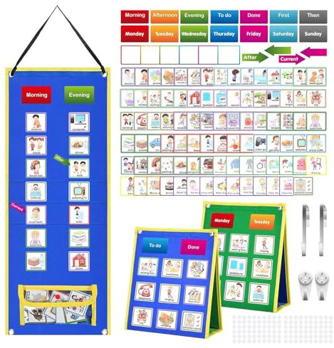 Visuellt schema för barnsysslor, visuellt skolschema för barn - Chore Reward Chart | Rutinschema morgon sänggående för småbarn, hem- och skolsysslor Fickdiagram för hemskolaplanerare