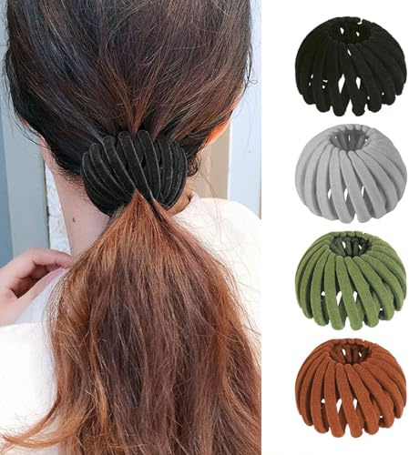 GWAWG Nido de Pájaros Horquillas para el Cabello Accesorios Mujeres Soporte de Coleta Extensible Hairnudos Maker Retráctil Horsetail Clip Retro Geométrico Horquilla para Pelo Fino y Grueso Rizado