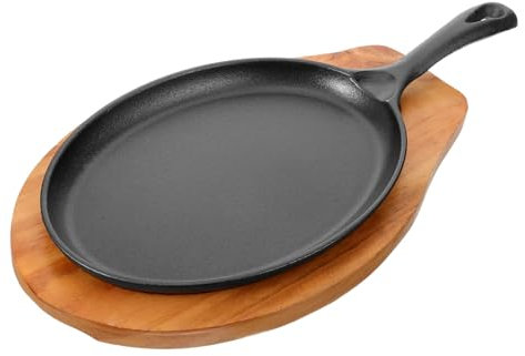 Garneck Gusseisenbratpfanne Mit Holzsockel Antihaftbeschichtet Für Steak Eier Und Pfannkuchen Einfach Zu Reinigen Lagern Für Küche Und Restaurant