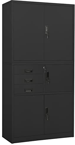 Xichuzi Büroschrank, Aktenschrank, Werkzeugschrank, Metallschrank, Stahlschrank, Kellerschrank, Universalschrank, Lagerschrank, Anthrazit 90x40x180 cm Stahl