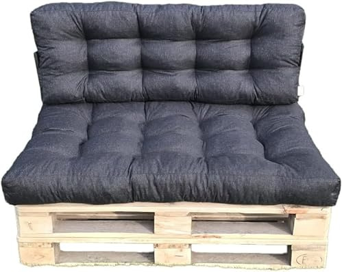 Filippo Palettenkissen Set Outdoor - Sitzkissen 120 x 80, Rückenkissen 120 x 40 - Komfort Polster Für Palettenmöbel - Doppelseitiges Palettenauflagen Wasserabweisend, UV-beständig für Europaletten