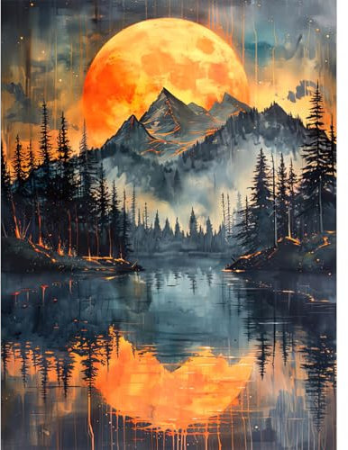 RICUVED Berg Diamond Painting Erwachsene, 5D Diamant Painting Bilder Erwachsene, DIY Diamond Painting Bilder Landschaft Diamant Malerei Set für Wanddekoration 30x40cm