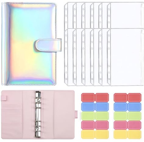 VILLCASE Budget Binder Cash Envelope Organizer Mit Pu-hülle Tragbar Einfach Zu Öffnen Zum Sparen Und Planen Geeignet Für Familie Studenten Reisegröße Silberfarben