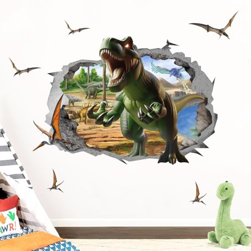 HPNIUB 3D Risswand T Rex Dinosaurier Wandtattoo Jungen Zimmer Dino Deko
