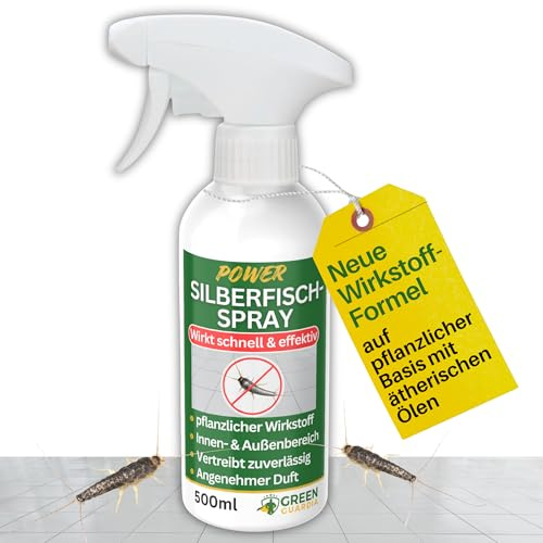 GREEN GUARDIA Silberfische Abwehrspray – Sprühfertiges Konzentrat mit pflanzlichen Ölen | 500 ml für Innen & Außen | sofort, effektiv & nachhaltig