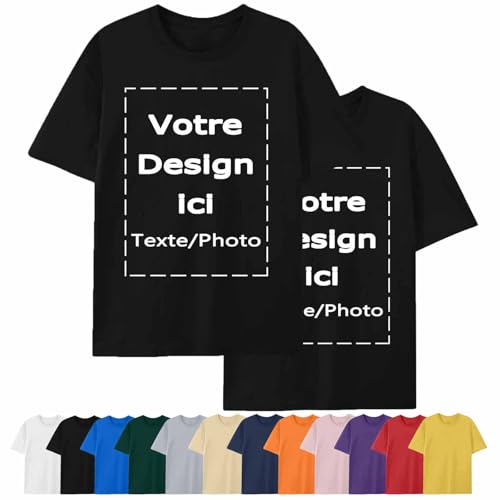 Générique Tee Shirt Personnalisable avec Votre Texte/Image/Logo Recto-Verso, T-Shirt Personnalisé pour Hommes/Femmes, T-Shirts de Noël Cadeau Personnalisé Noir XXL