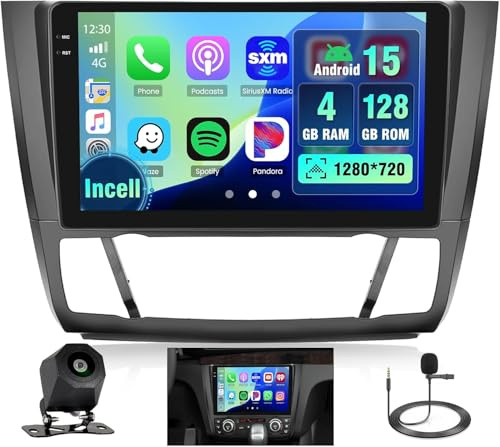 Hikity 4+128G 9 Radio Android para BMW 1 Series E81 E82 E87 E88 2008-2012 | Incell Pantalla Táctil Wireless Carplay Autoradio 2 DIN GPS Navi Bluetooth 5.0 WiFi FM/RDS Cámara Trasera EQ 4+128G