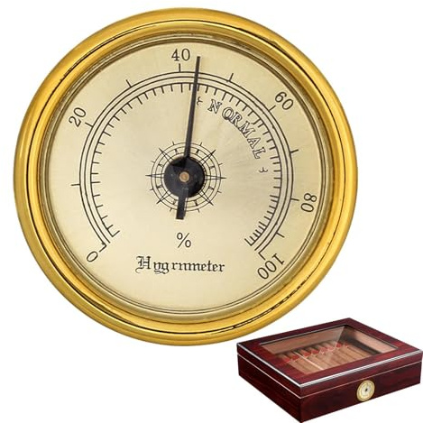 Hygromètre analogique en Laiton – Testeur mécanique, hygromètre de Haute précision | Boîte de Violon hygromètre pour Le Stockage de précision Intérieur Extérieur Tabac Accessoire fiable