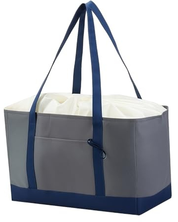 Shoppingpåsar för matvaror - Premium professionella vattentäta förstärkta handtag isolerade , återanvändbara, för , camping, picknick, butik, resor, , kvinnor, familj, Grå, riferimento