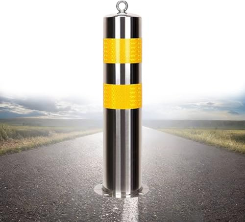 201 Postes Bolardos De Acero Inoxidable Con Tiras Reflectantes, Postes De Señalización De Tráfico Con Anilla Para Colgar, Para Aparcamientos, Garajes(Silver-1pc,7.6 * 75cm/3 * 29.5in)