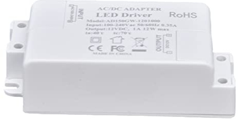 Generic AC100‑240V/0.35A DC12V/1A 12W Diseño de Seguridad Cerrado con Controlador LED, Adecuado para Luces de Gabinete, Transformador de Bombilla LED MR16