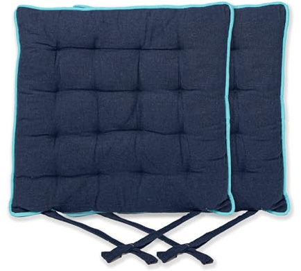 BESCH Pack 2 Cojnes 40x40x5 para Silla Acolchado con Lazos de sujeción, Asiento y Respaldo ergonómico, diseño capitoné cómodo y Resistente, cojín para Interior Exterior