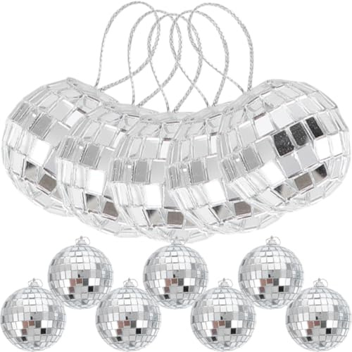EXQUIMEUBLE 30 St Spegelklädda Mini Diskokulor Hängande för Disco- Jul Festteman Reflekterande Silverkulor för Tak Fönster och Fotobakgrunder