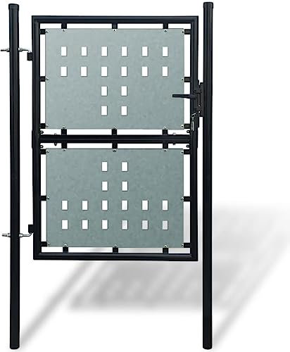 vidaXL Zauntor Einzeltor Gartentor Zauntür Gartentür Zauntore Gartentore Hoftor Eingangstor Einflügelig Stabmattenzaun Tor Schwarz 100x175cm