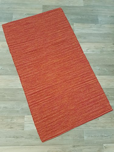 Kottig Fleckerlteppich Handweb Fleckerl Teppich Flickenteppich Mallorca 60x90 cm rot