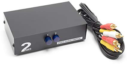 THE CIMPLE CO Video Switcher, 2-Way A/V Switch, RCA, Retro Game Consoles, 2 Input/1 Output Selector, Composite Audio and Video, Box, Includes Cable, Black