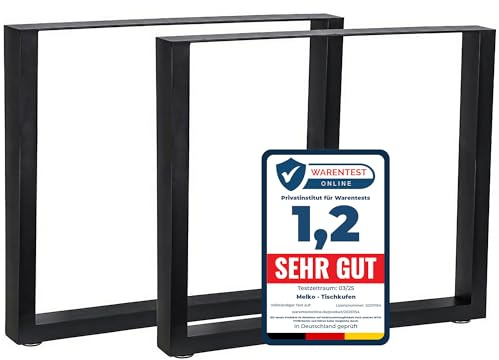 Melko 2X Tischkufen aus Vierkantrohr 80 x 72 cm Tischbeine Industrielook Tischuntergestell inkl. Bodenschoner