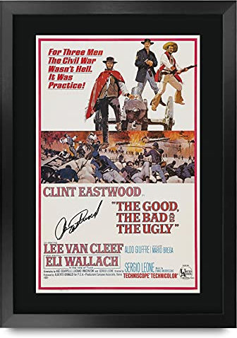 HWC Trading A3 FR The Good, The Bad & The Ugly Movie Poster Clint Eastwood Signed Gift FRAMED A3 Printed Autograph Film Gifts Print Photo Picture Display