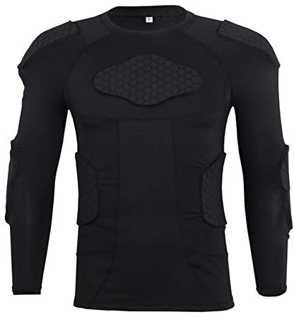 Lalander Protektorenshirt Protektoren Shirt Gepolstert Sportanzug/Schutz Bekleidung für Fußball Basketball Paintball Kampfsport Rugby