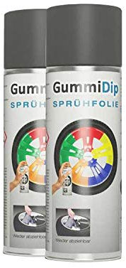 Gummi Dip Sprühfolie, Spray, 2er Set, 2x400 ml (Eisengrau)