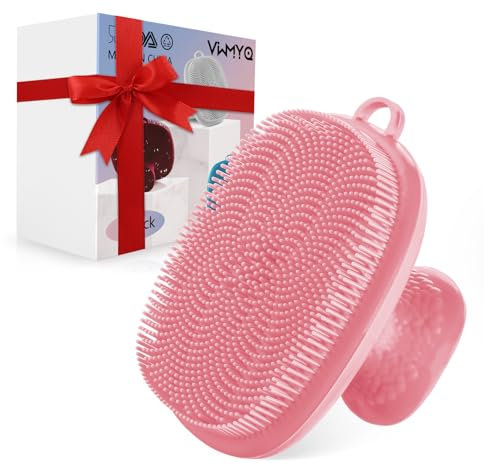 Brosse nettoyante pour le visage en silicone, brosse de lavage manuel imperméable pour le visage et le nettoyage (rose)