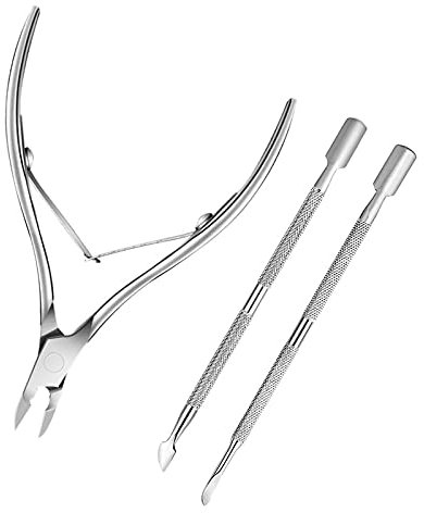 LuLiyLdJ avec poussoir à cuticules en acier inoxydable, kit de soins de la peau, pince à épiler, ciseaux et limes