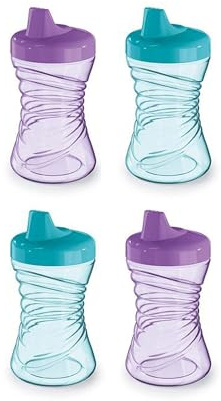 NUK Fun Grips Hard Spout Sippy Cup 10 oz. | Easy to Hold BPA Free Spill Proof Toddler Cup 4pk