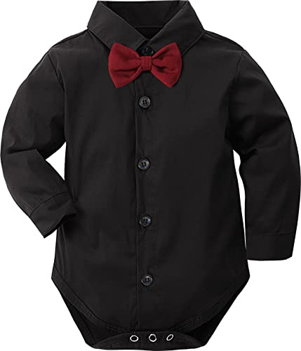 mintgreen baby pojke skjortor bröllop bodys småbarn gentleman slips skjorta, 3–18 månader, svart, 6-9 månader