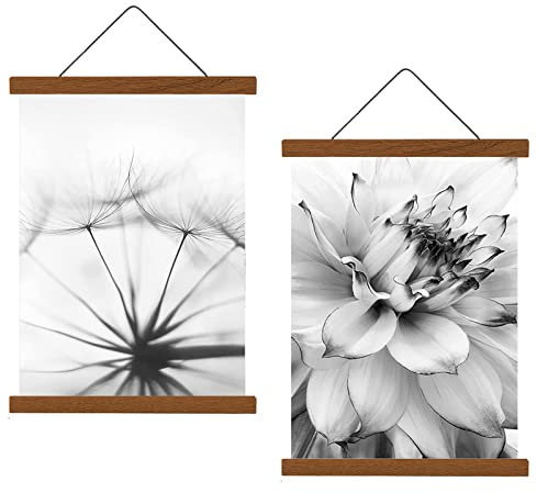 TROYSINC 2er Set Magnetisch Posterschiene, Posterhänger Premium-Posterleiste aus Echtholz, Bilder Bilderrahmen Bilderleiste für drucken Kunstwerk (Schwarznuss,51cm)