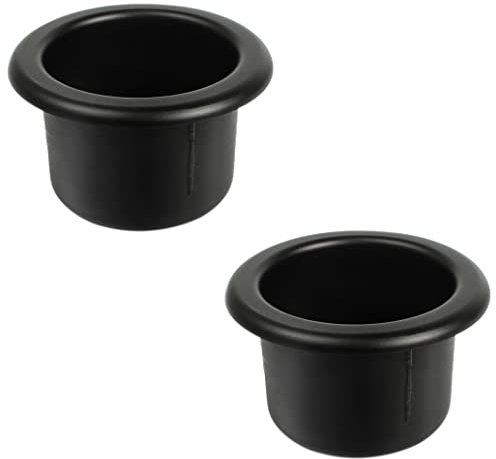 QUUPY Getränkehalter aus Kunststoff, für Sofa, Couch, Auto, LKW, Poker, Boot, Tisch, Drop-in-Getränkehalter, Ersatz, 110 x 64 mm, Schwarz, 2 Stück
