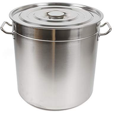 Treeisland Pentola in acciaio inox con coperchio, 35 litri, per gulasch in acciaio inox, grande pentola per cucinare, AIWE103002