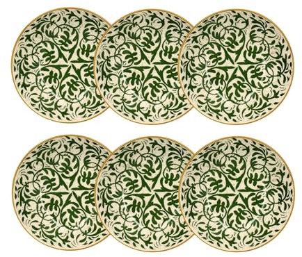 NOVASTYL - Lot 6 assiettes creuses héraclée 20cm en grès décor vert - 2614396