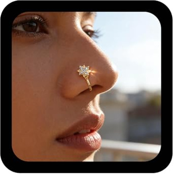 Inilbran Étoile Clip On Nose Ring Vintage Faux Nez En Cristal Punk Or Cz Anneau De Nez Non Percé Bijoux Pour Femmes Et Filles