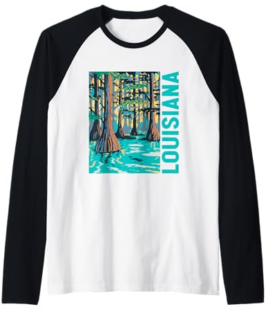 Louisiana Palude Calvo Cipresso Calvo Louisiana Viaggio Souvenir Maglia con Maniche Raglan