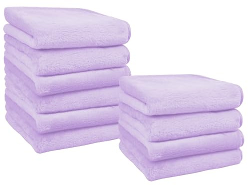 Lot de 10 chiffons démaquillants en microfibre réutilisables en flanelle ultra douce pour le visage 20 x 20 cm Lilas