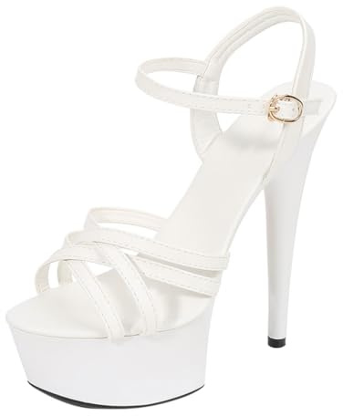Minetom Escarpin Femme Bout Ouvert Talon Haut Plateforme Épais Talons Hauts Aiguille Sandales Club Soiree Chaussures