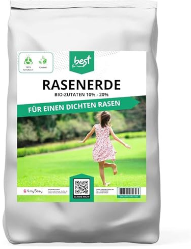 Best For Home Rasenboden | Rasenerde für Zuhause | Bio-Zutaten: 10% - 20% für einen gesunden und nachhaltigen Rasen | torffreie | Rasenerde 50l | umweltfreundliche