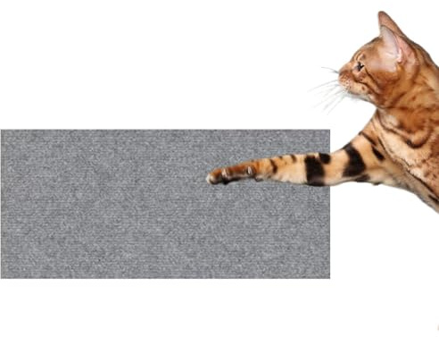 30 x 100cm Selbstklebend Kratzteppich Katzen Wand, Climbing Cat Scratcher, Kratzbretter Katze, Kratzschutz Katzenkratzmatte für Schützt Teppiche Sofa Möbelschutz (Hellgrau)