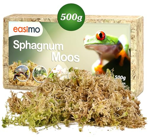 easimo | Sphagnum Moos für Pflanzen & für's Terrarium 500g I Moos für Orchideen Terrarien und andere Zimmerpflanzen I Lebendes Torfmoos Peat Moss