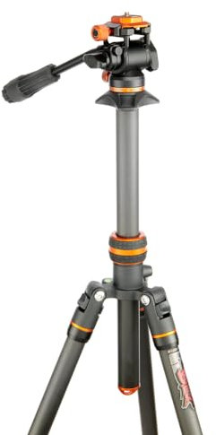 3 Legged Thing Billy Video – Carbon Fibre Travel Tripod Kit with Video Head in Lava (Black/Orange) – Lightweight, Compact Tripod for Filmmakers & Content Creators.