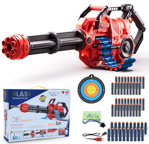 Blaster de Espuma Juguete, Pistola eléctrica automática con 100 Dardos, Dardos de succión, caña Que Gira rutomáticamente, Juguetes para niños y niños a Partir de 8 años