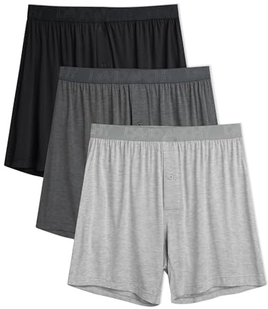 DAVID ARCHY 3/5-pack bambu herr kalsonger boxershorts lösa boxershorts män, mjuka, andas, för män och pojkar, Svart + mellangrå blommig grå + mörkgrå blommig grå, XL