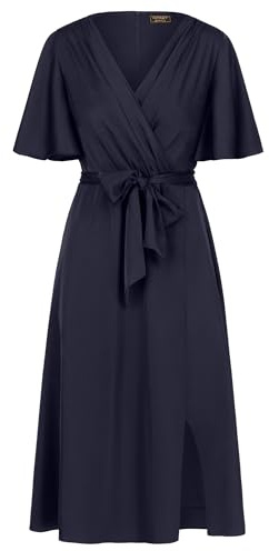 APART Fashion Midi-satinklänning, Midnattblå, 38