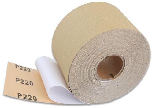 LEONTOOL Rollo de papel de lija grano 220, rollo continuo de 20 yardas de largo 2-3/4 ancho Papel de lija PSA Longboard, papel de lija autoadhesivo PSA Stickyback