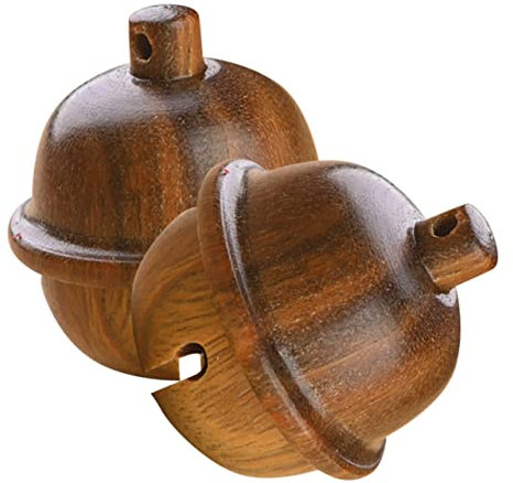 Alipis 2stücke Holzglocke Anhänger Mit Duftfunktion Handgeschnitzt Aus Hochwertigem Holz Und Kupfer Tragbar Für Aromatherapie DIY Dekorationskugel Für Schlüsselanhänger