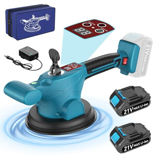 Yofuly Máquina Colocar Azulejos Compatible con Makk-ita 18V 21V Batería, Cortadora de Azulejos con 2 * 2000 mAh Batería 9 Velocidades, 550LB Adsorción, Ventosa de 160mm